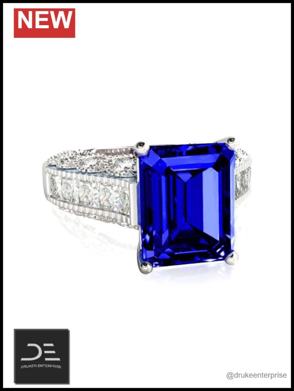 Vintage Emerald Cut Sterling Silver Halo Engagement Ring Bridal Set